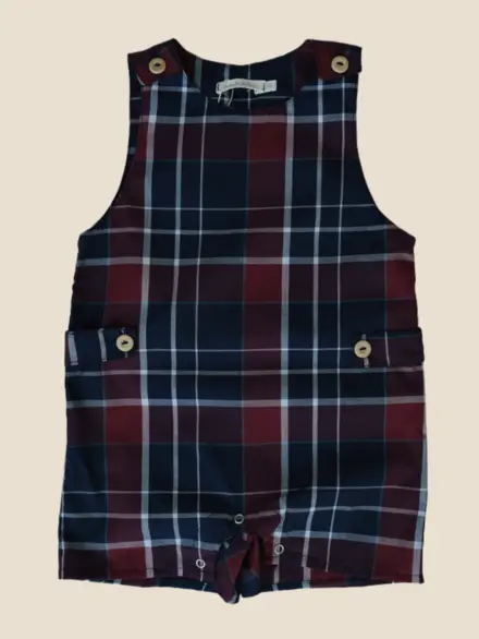 MACACÃO BAMBINO XADREZ VINHO 1