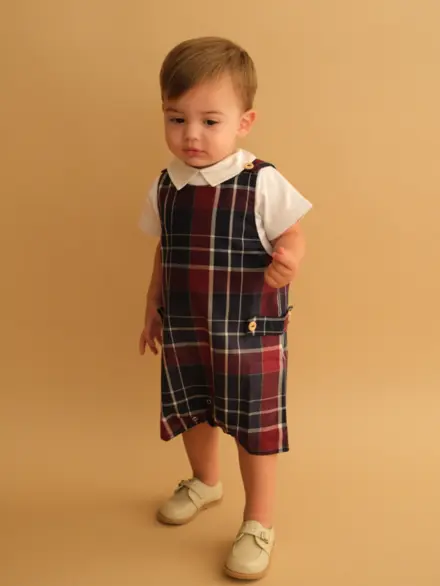 MACACÃO BAMBINO XADREZ VINHO 2