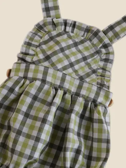 ROMPER MENINA XADREZ VERDE 2