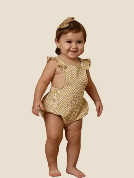 ROMPER VITTORIA VICHY AMARELO 2