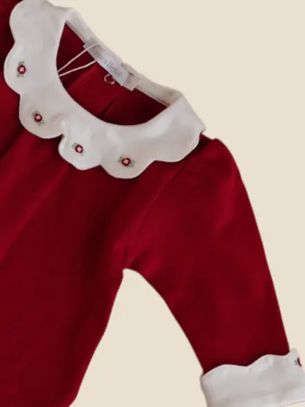 MACACÃO MENINA LONGO GOLA BORDADA VERMELHO 2