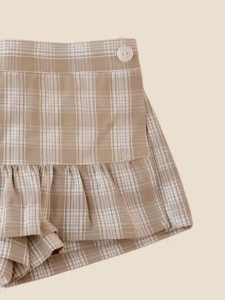 SHORTS SAIA XADREZ BEGE 2
