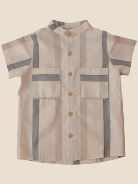 CAMISA AUGUSTO LISTRAS AZUL E BEGE 1