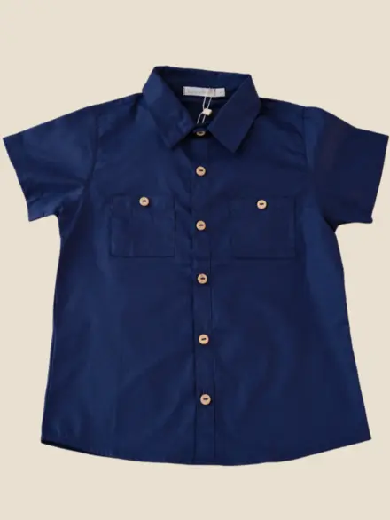 CAMISA PEDRO MANGA CURTA AZUL ESCURO 1