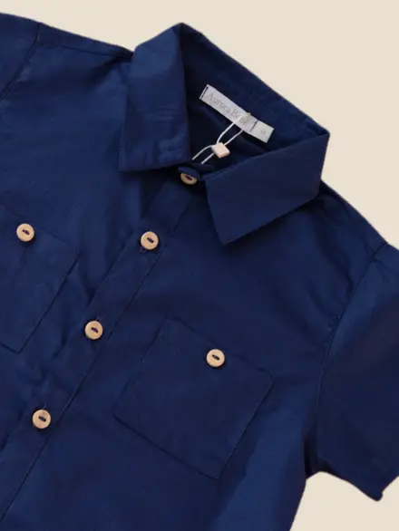 CAMISA PEDRO MANGA CURTA AZUL ESCURO 2