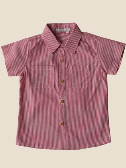 CAMISA PEDRO MANGA CURTA LISTRAS VERMELHAS 1