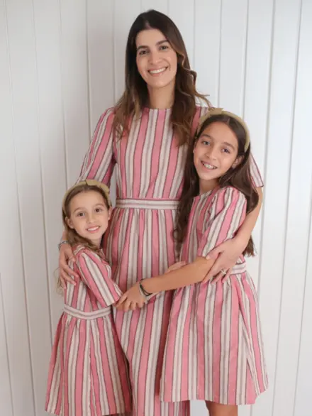 VESTIDO MÃE ELIZA LISTRAS VERMELHO 2