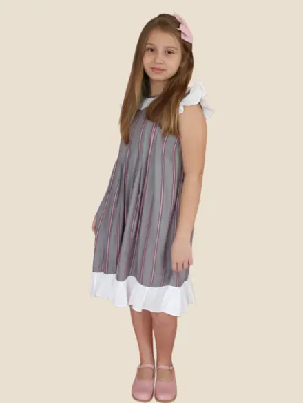 VESTIDO EMELIANA CINZA E ROSA 2