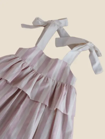 VESTIDO LINDA LISTRAS ROSA 2