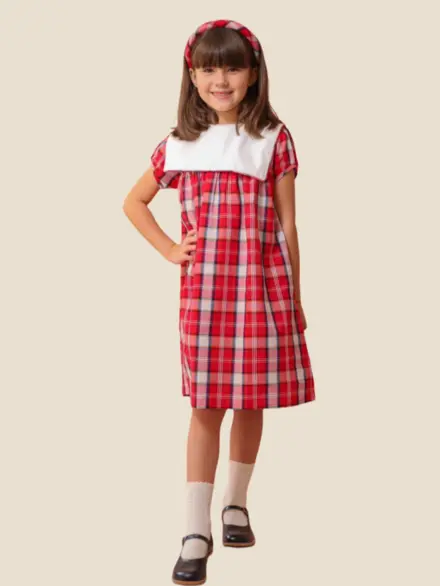 VESTIDO LÍVIA XADREZ VERMELHO 2