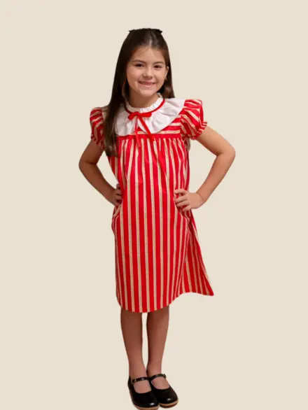 VESTIDO CLAIRE LISTRAS VERMELHAS 2