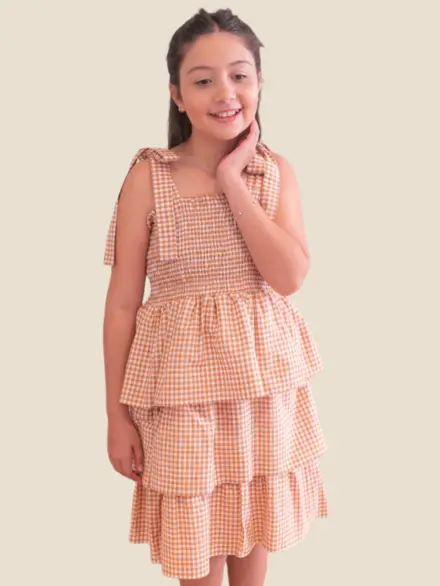 VESTIDO BIA XADREZ CARAMELO 2