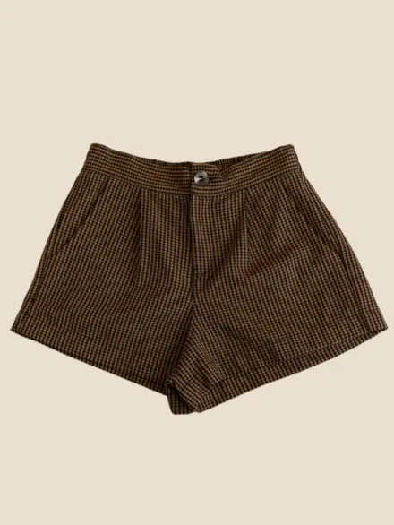 SHORTS VALERIE XADREZ MARROM 1