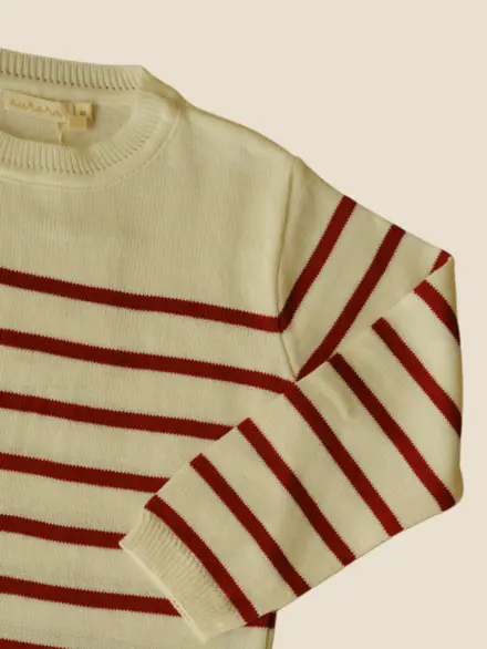 CASACO TRICOT LISTRAS VERMELHAS 2