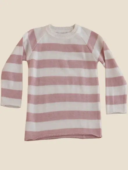 CASACO TRICOT LISTRAS ROSA 1