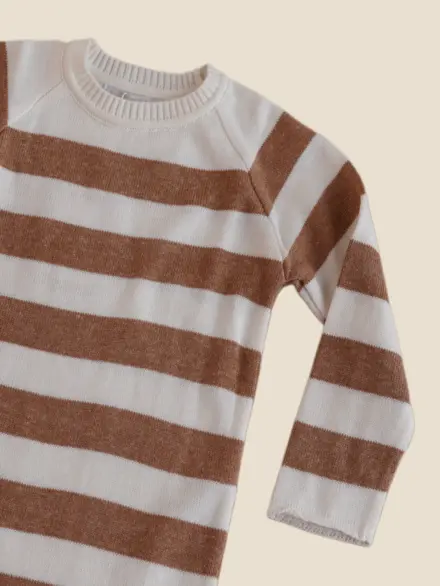 CASACO TRICOT LISTRAS BEGE 2