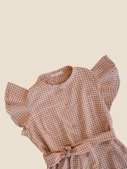 VESTIDO MÃE BIA XADREZ CARAMELO 1