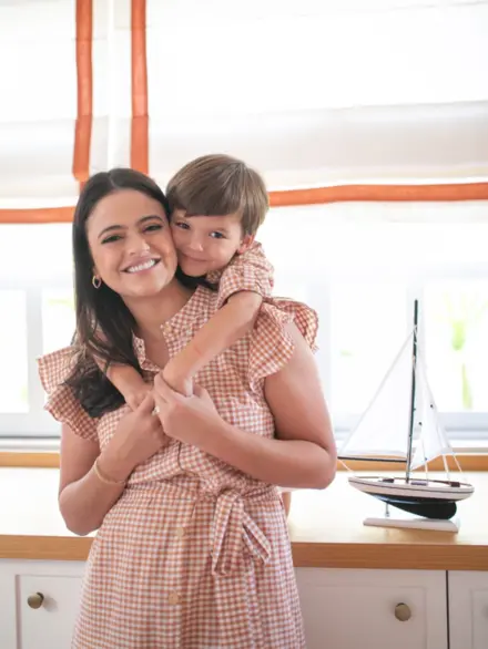 VESTIDO MÃE BIA XADREZ CARAMELO 2