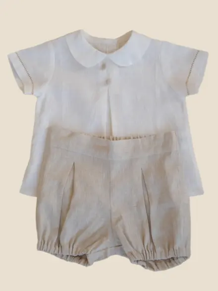 CONJUNTO MENINO BATIZADO BEGE 1
