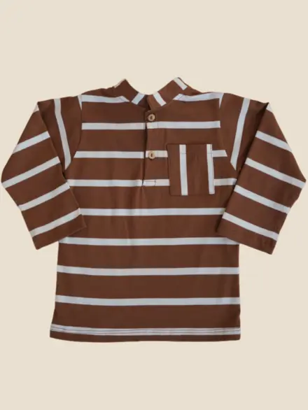POLO LEO MANGA LONGA LISTRAS MARROM 1
