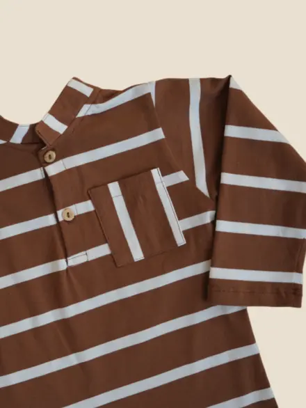 POLO LEO MANGA LONGA LISTRAS MARROM 2