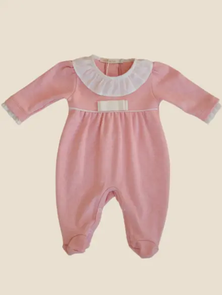 MACACÃO MENINA LONGO GOLA BABADO ROSA 1