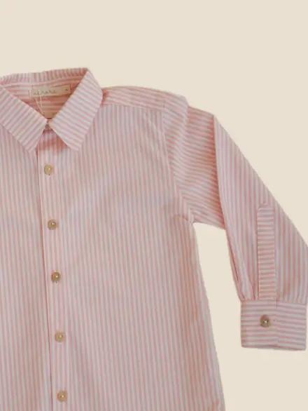 CAMISA JOSÉ MANGA LONGA LISTRAS ROSA 2