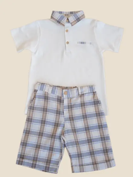 CONJUNTO BENÍCIO XADREZ CINZA E BEGE 1